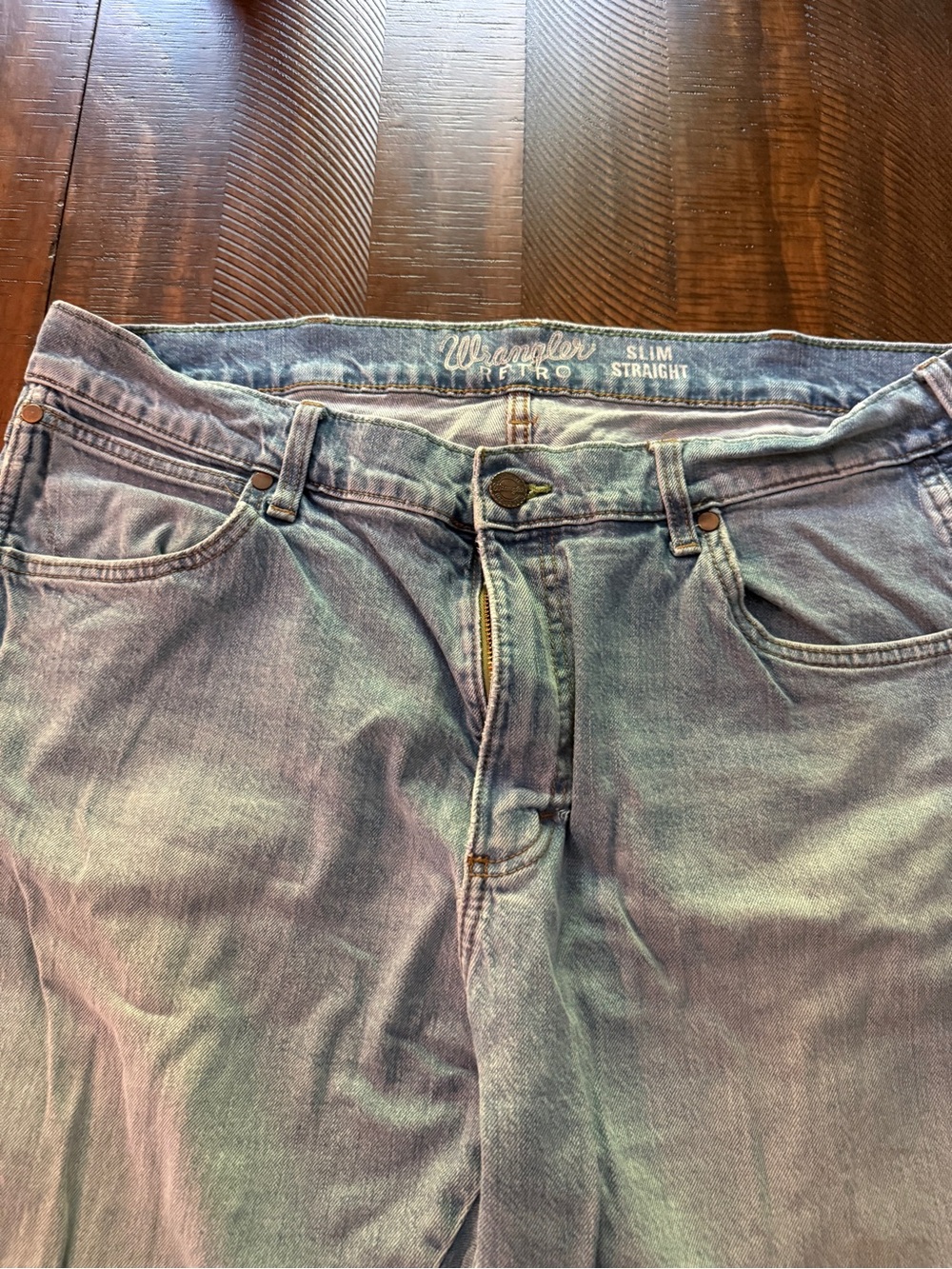 Wrangler Light Blue Denim Jeans with Brown Leather Patch
